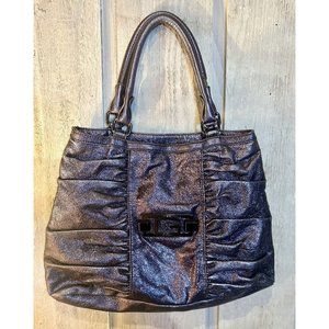 Rare Vintage GUESS Purple Metallic Leather Tote Shoulder Bag